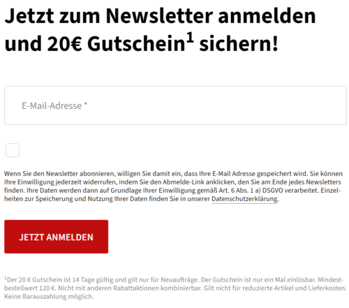 Poco 20€ Newsletter Gutschein