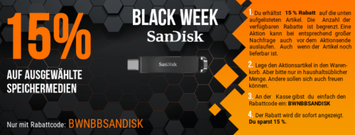 15% Rabatt auf SanDisk-Speicher