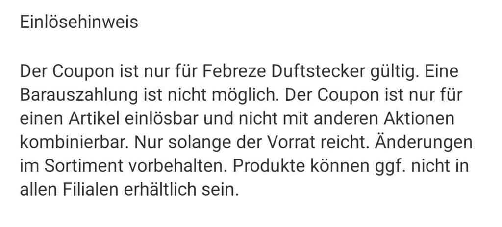 Gratis Febreze-Duftstecker in Rossmann-App